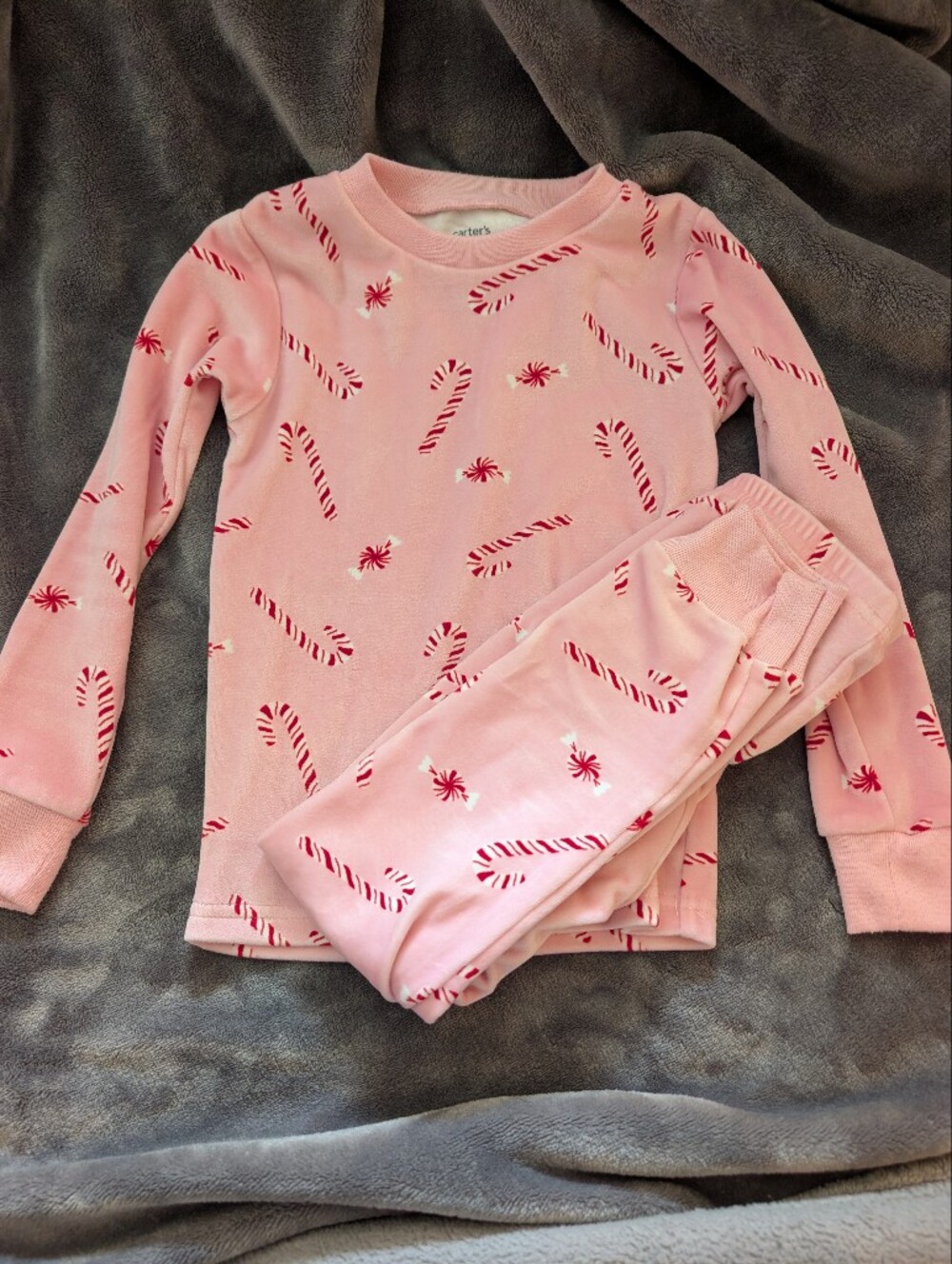 Carter's Pink Candy Cane Print Kids Pajama Set
